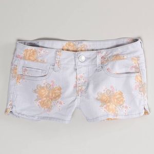 American Eagle floral stretch jean shorts